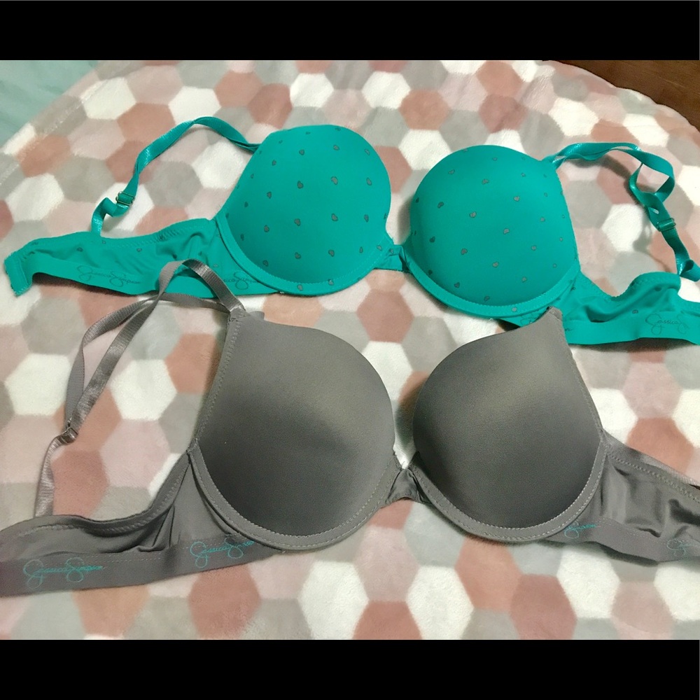 Gessica Simpson set of blue and gray push up bra